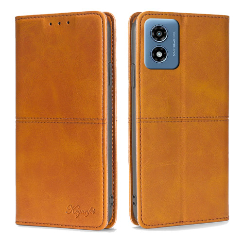 Moto G 5G 2024 Cow Texture Magnetic Leather Phone Case - Light Brown